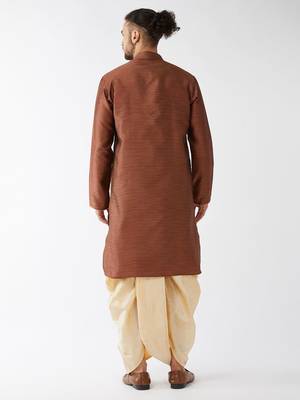 Maroon Woven Silk Blend Dhoti-Kurta 4