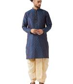 Blue Woven Silk Blend Dhoti-Kurta