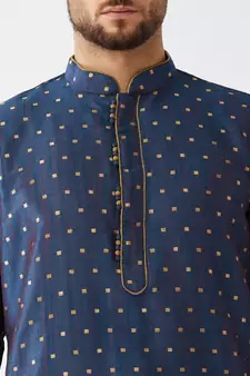 Blue Woven Silk Blend Dhoti-Kurta