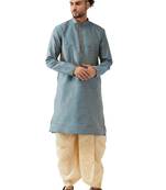 Blue Woven Silk Blend Dhoti-Kurta
