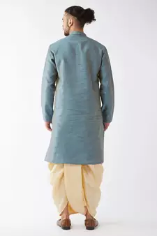 Blue Woven Silk Blend Dhoti-Kurta