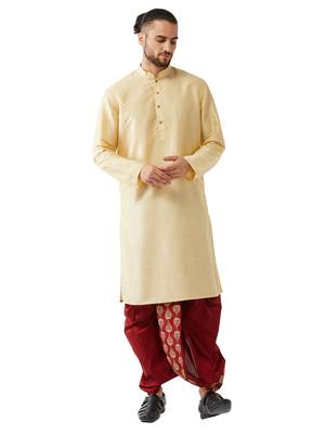 Gold Embroidered Silk Blend Dhoti-Kurta 1