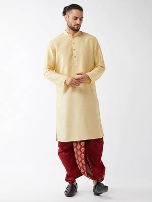 Gold Embroidered Silk Blend Dhoti-Kurta 2