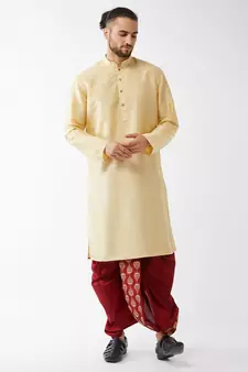 Gold Embroidered Silk Blend Dhoti-Kurta