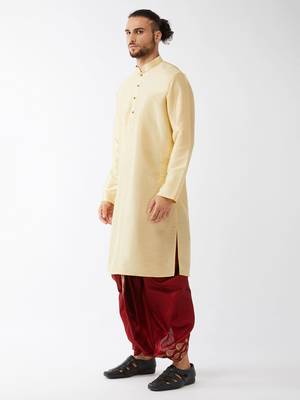 Gold Embroidered Silk Blend Dhoti-Kurta 3
