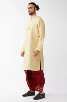 Gold Embroidered Silk Blend Dhoti-Kurta
