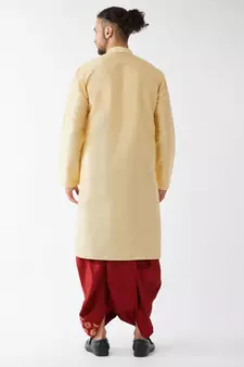 Gold Embroidered Silk Blend Dhoti-Kurta