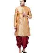Gold plain silk blend dhoti-kurta