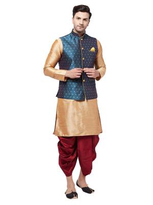 Gold woven silk blend dhoti-kurta 1