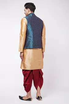 Gold woven silk blend dhoti-kurta