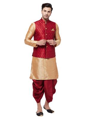 Gold woven silk blend dhoti-kurta 1