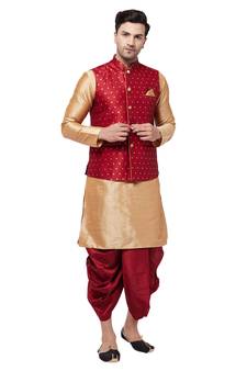 Gold woven silk blend dhoti-kurta