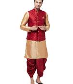 Gold woven silk blend dhoti-kurta