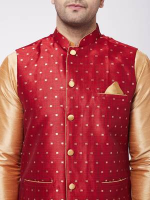 Gold woven silk blend dhoti-kurta 5