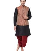 Black woven silk blend dhoti-kurta