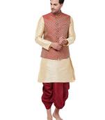 Gold woven silk blend dhoti-kurta
