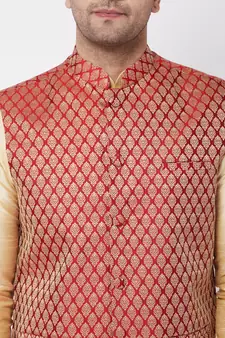 Gold woven silk blend dhoti-kurta