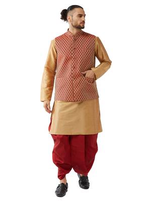 Gold woven silk blend dhoti-kurta 1