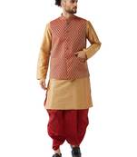 Gold woven silk blend dhoti-kurta