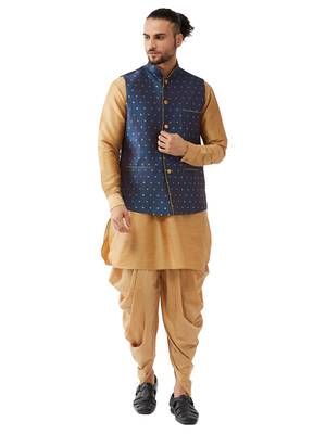 Gold Woven Silk Blend Dhoti-Kurta 1