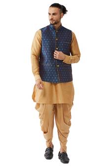 Gold Woven Silk Blend Dhoti-Kurta