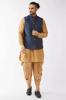 Gold Woven Silk Blend Dhoti-Kurta
