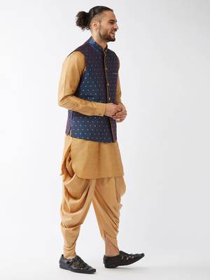 Gold Woven Silk Blend Dhoti-Kurta 3