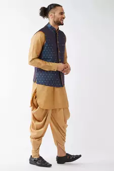 Gold Woven Silk Blend Dhoti-Kurta