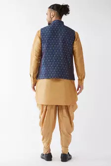 Gold Woven Silk Blend Dhoti-Kurta