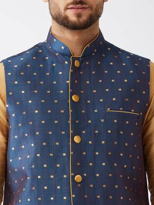 Gold Woven Silk Blend Dhoti-Kurta 5