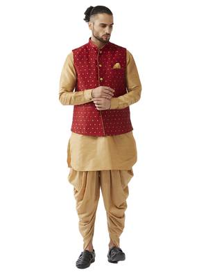 Gold Woven Silk Blend Dhoti-Kurta 1