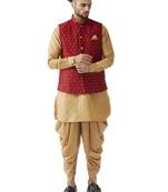 Gold Woven Silk Blend Dhoti-Kurta