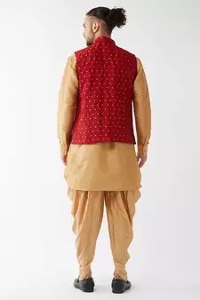 Gold Woven Silk Blend Dhoti-Kurta