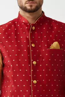 Gold Woven Silk Blend Dhoti-Kurta