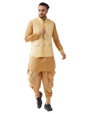 Gold Woven Silk Blend Dhoti-Kurta 1