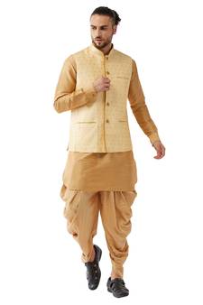 Gold Woven Silk Blend Dhoti-Kurta