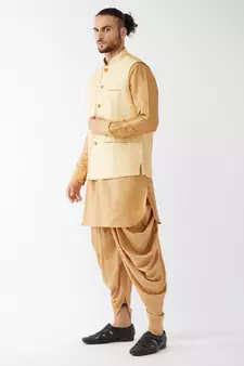 Gold Woven Silk Blend Dhoti-Kurta