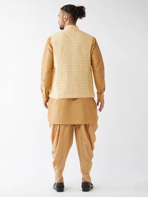 Gold Woven Silk Blend Dhoti-Kurta 4