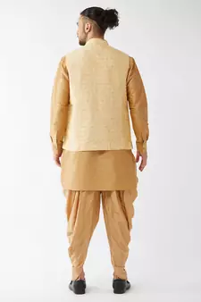 Gold Woven Silk Blend Dhoti-Kurta
