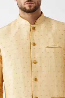 Gold Woven Silk Blend Dhoti-Kurta