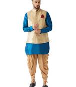 Turquoise Woven Silk Blend Dhoti-Kurta