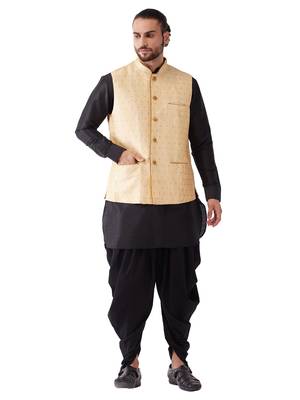 Black Woven Silk Blend Dhoti-Kurta 1
