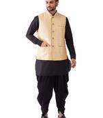 Black Woven Silk Blend Dhoti-Kurta