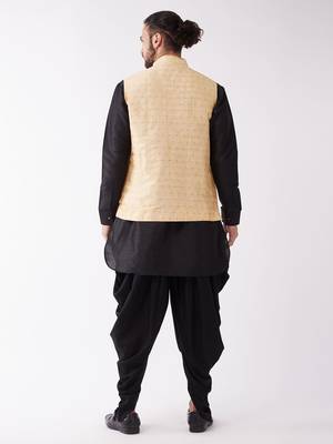 Black Woven Silk Blend Dhoti-Kurta 4