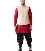 Maroon Woven Silk Blend Dhoti-Kurta