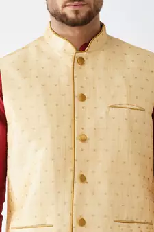 Maroon Woven Silk Blend Dhoti-Kurta