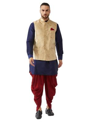 Blue Woven Silk Blend Dhoti-Kurta 1