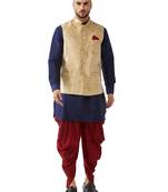 Blue Woven Silk Blend Dhoti-Kurta