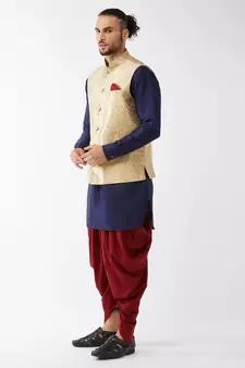 Blue Woven Silk Blend Dhoti-Kurta