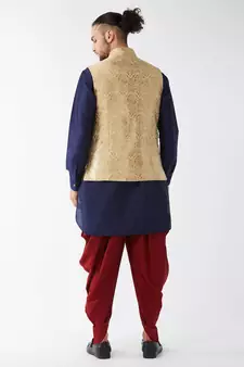 Blue Woven Silk Blend Dhoti-Kurta